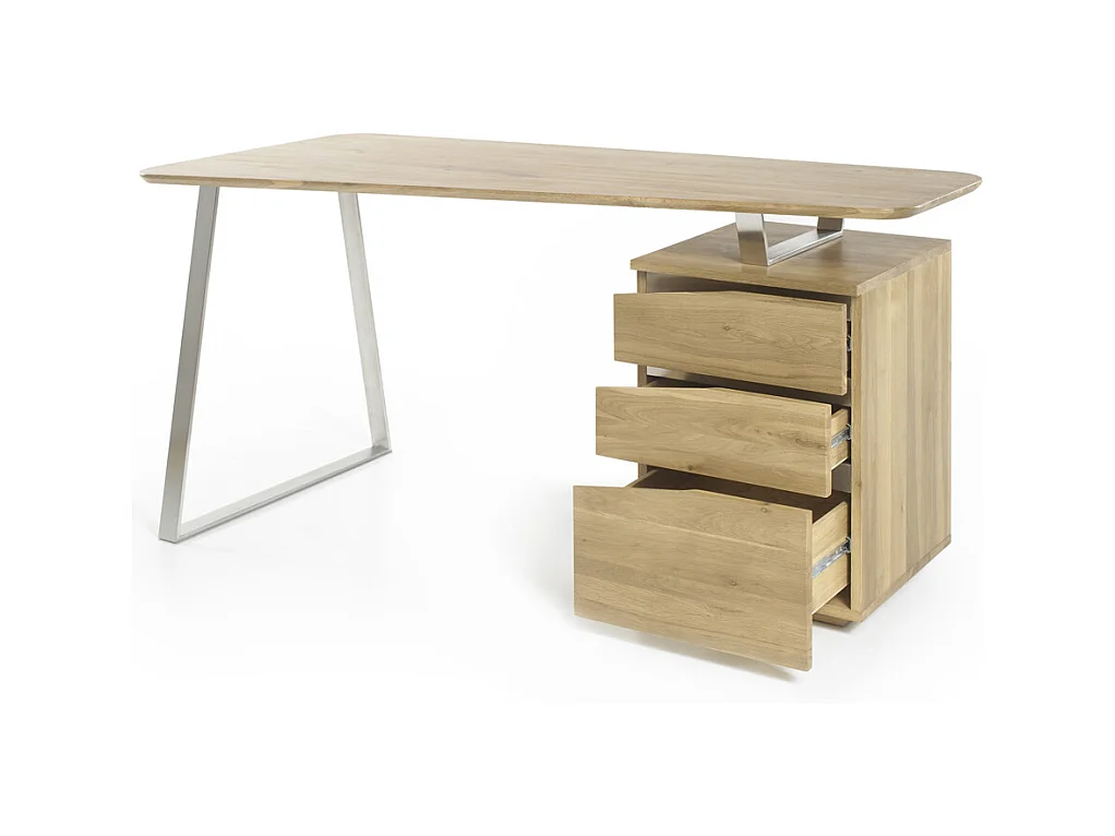 Bureau avec 3 tiroirs en chêne - L150 x H75 x P67 cm