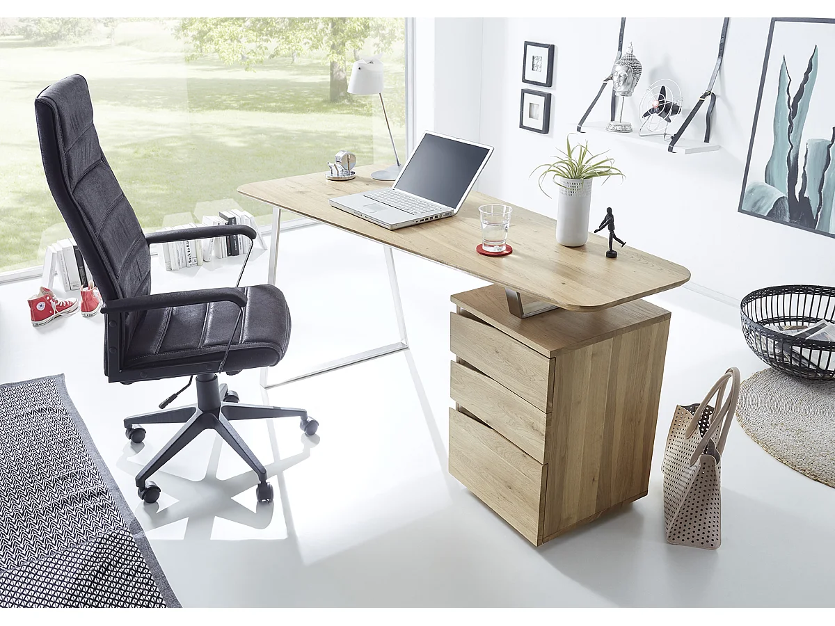 Bureau avec 3 tiroirs en chêne - L150 x H75 x P67 cm