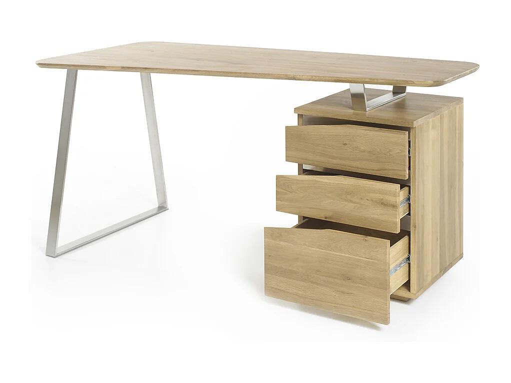Bureau avec 3 tiroirs en chêne - L150 x H75 x P67 cm