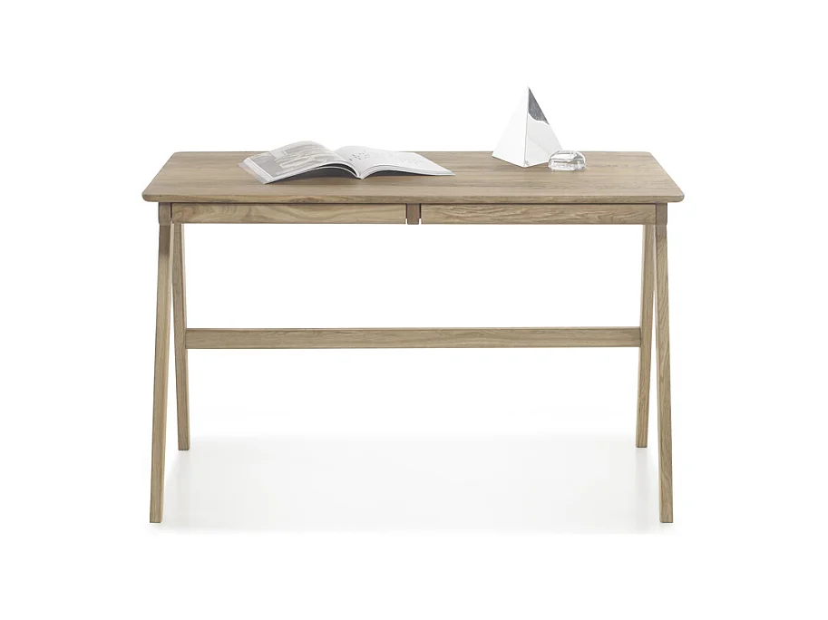 Bureau avec 2 tiroirs en chêne massif - L120 x H76 x P65 cm