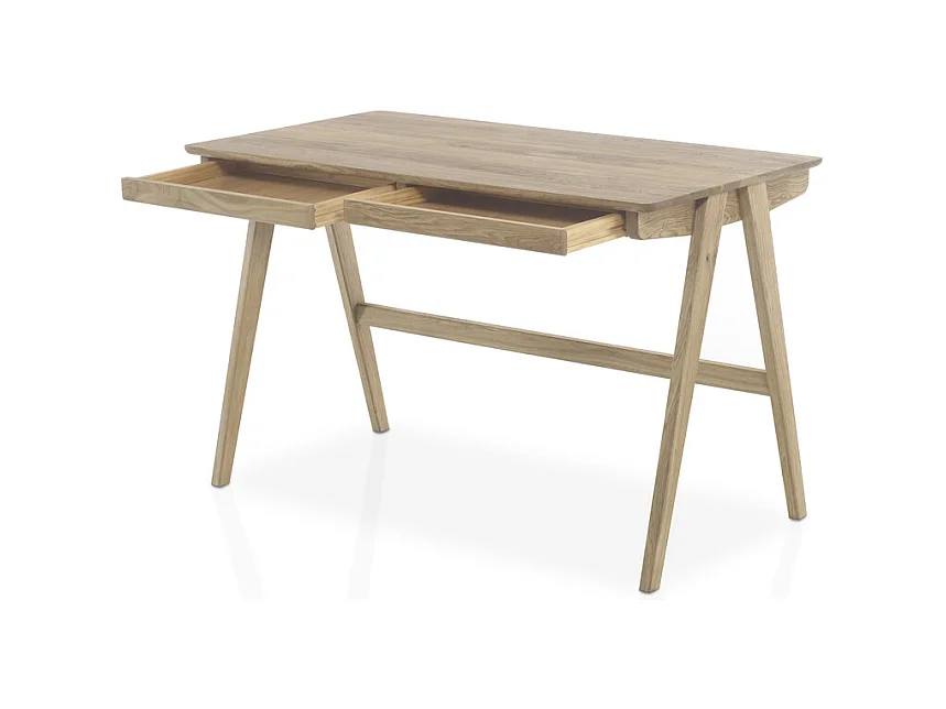 Bureau avec 2 tiroirs en chêne massif - L120 x H76 x P65 cm