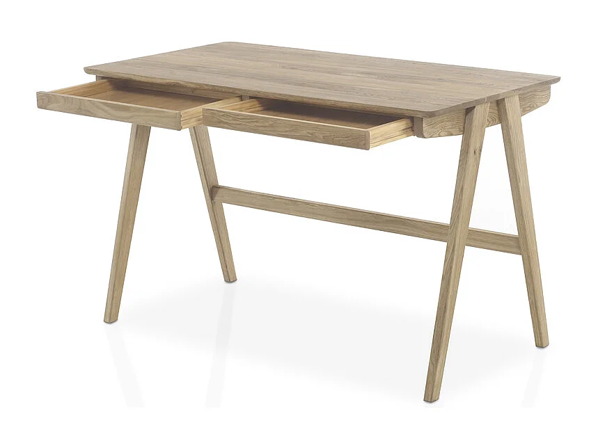 Bureau avec 2 tiroirs en chêne massif - L120 x H76 x P65 cm