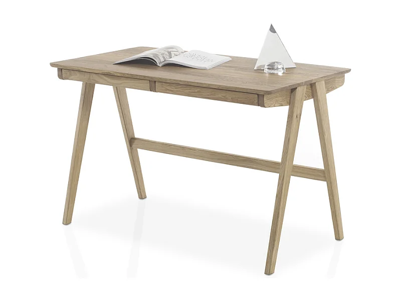 Bureau avec 2 tiroirs en chêne massif - L120 x H76 x P65 cm