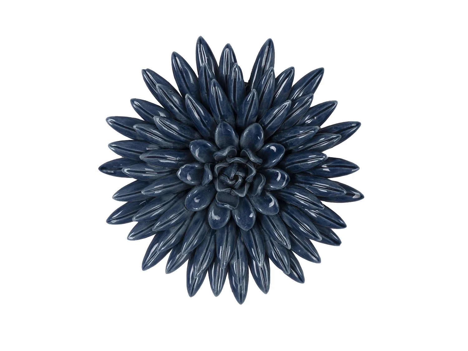 Déco murale fleur céramique bleu 17.4cm