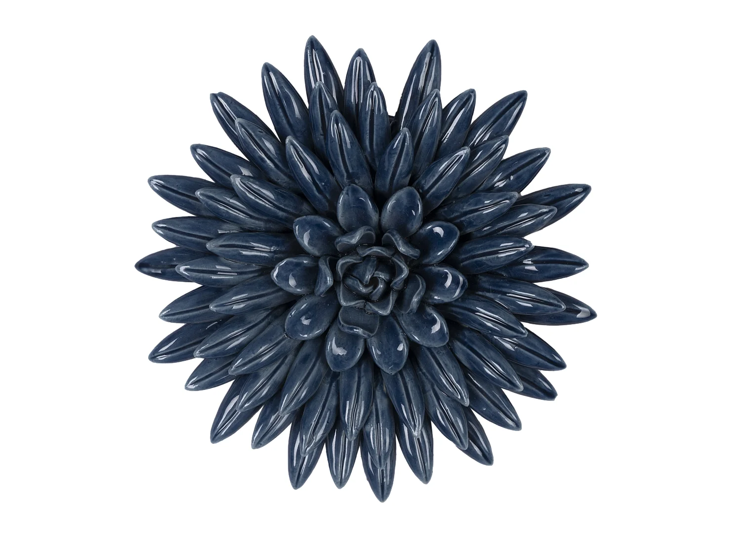 Déco murale fleur céramique bleu 17.4cm