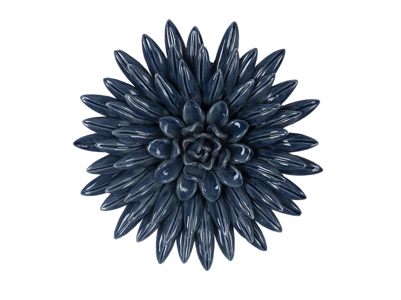 Déco murale fleur céramique bleu 17.4cm