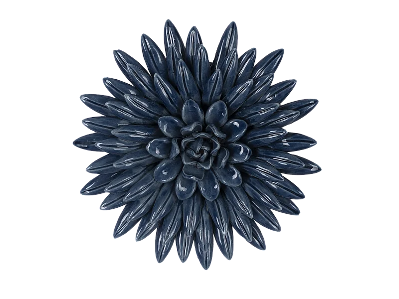 Déco murale fleur céramique bleu 17.4cm
