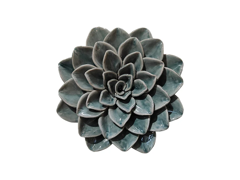 Déco murale fleur céramique vert 17.8cm