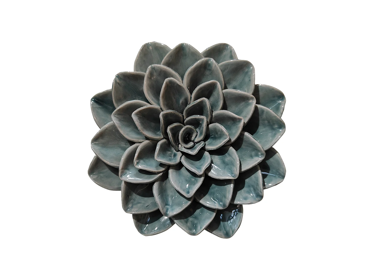 Déco murale fleur céramique vert 17.8cm