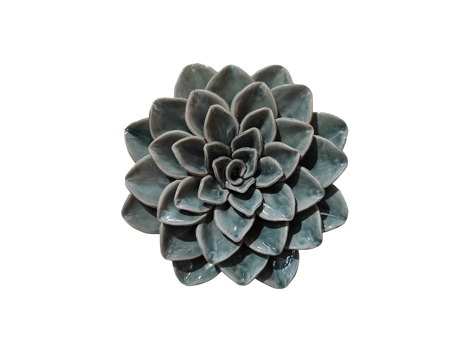 Déco murale fleur céramique vert 17.8cm