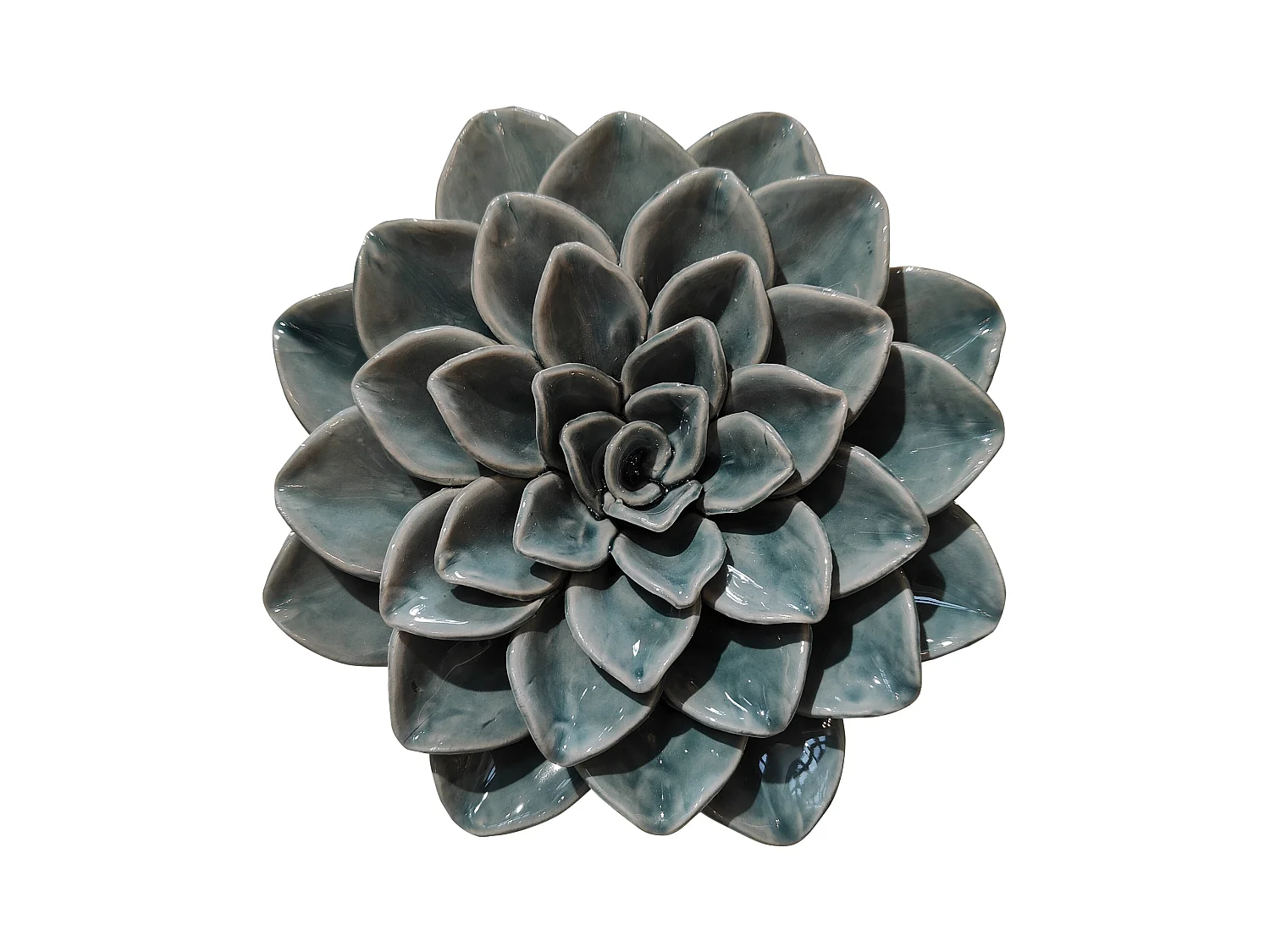 Déco murale fleur céramique 17.8cm Vert