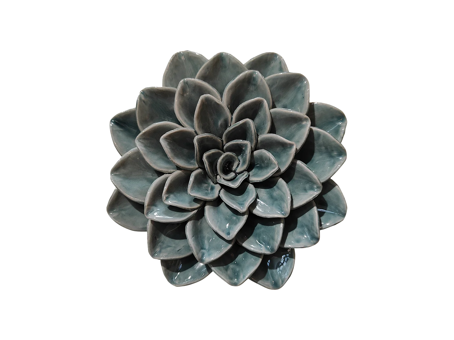 Déco murale fleur céramique vert 17.8cm