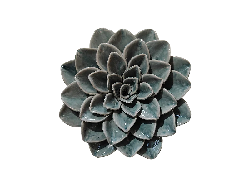 Déco murale fleur céramique vert 17.8cm