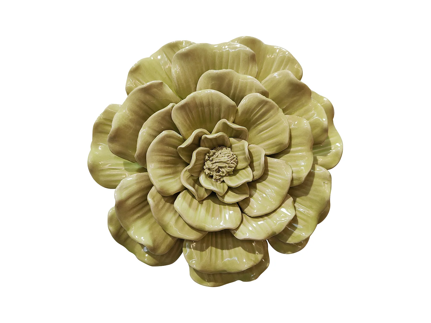 Déco murale fleur céramique 17.5cm Vert