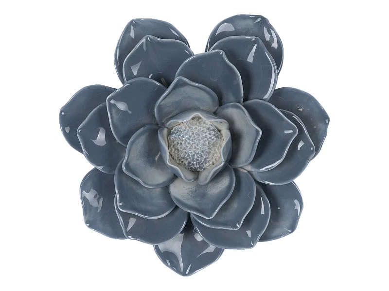 Déco murale fleur céramique bleu 20.5cm