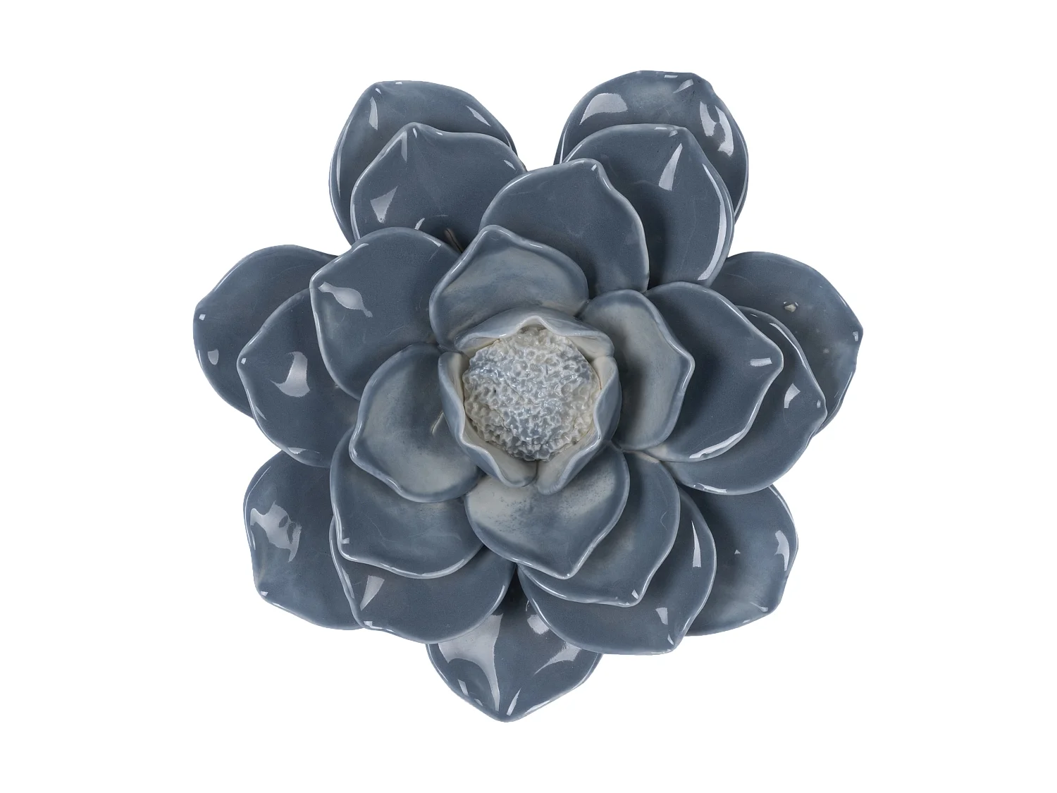 Déco murale fleur céramique bleu 20.5cm