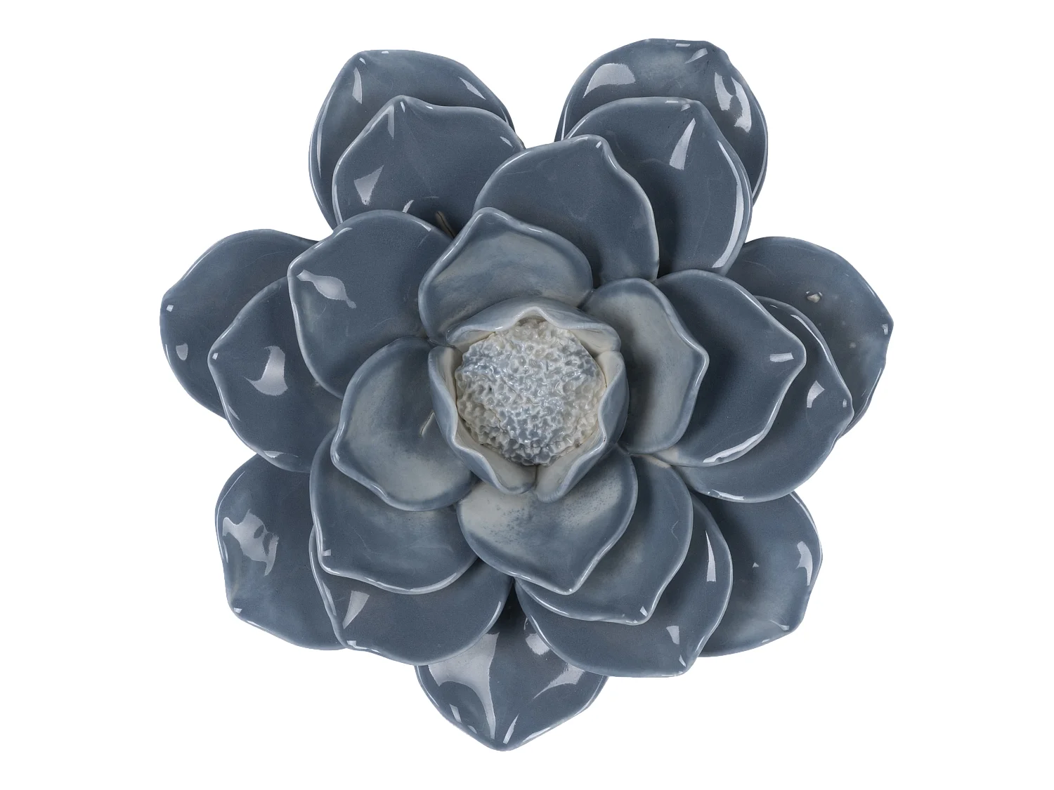 Déco murale fleur céramique bleu 20.5cm