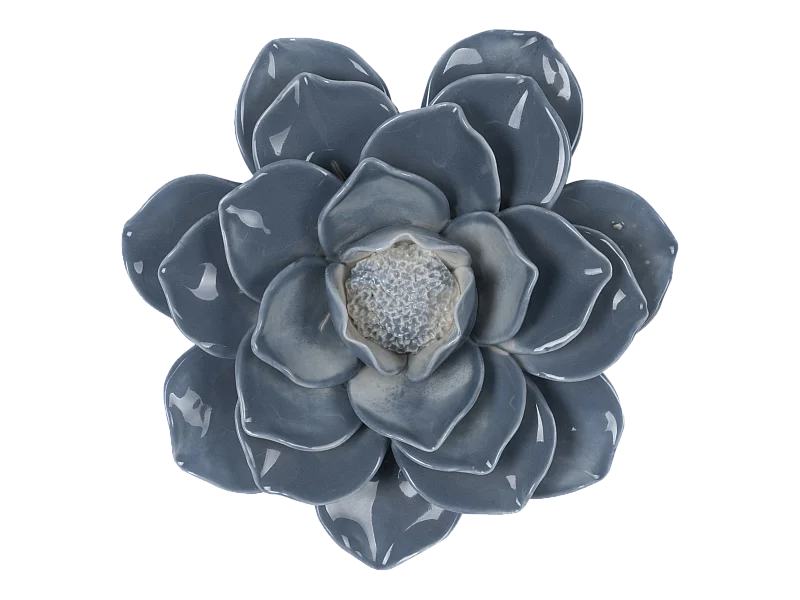 Déco murale fleur céramique bleu 20.5cm
