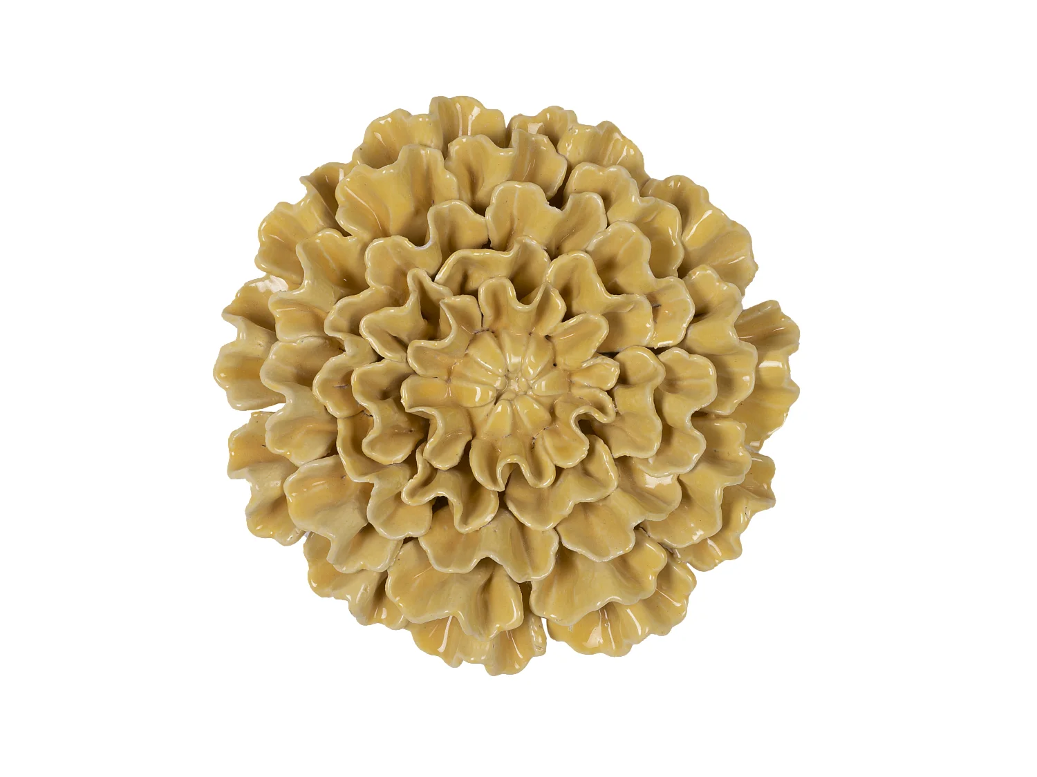 Déco murale fleur céramique jaune 18.4cm