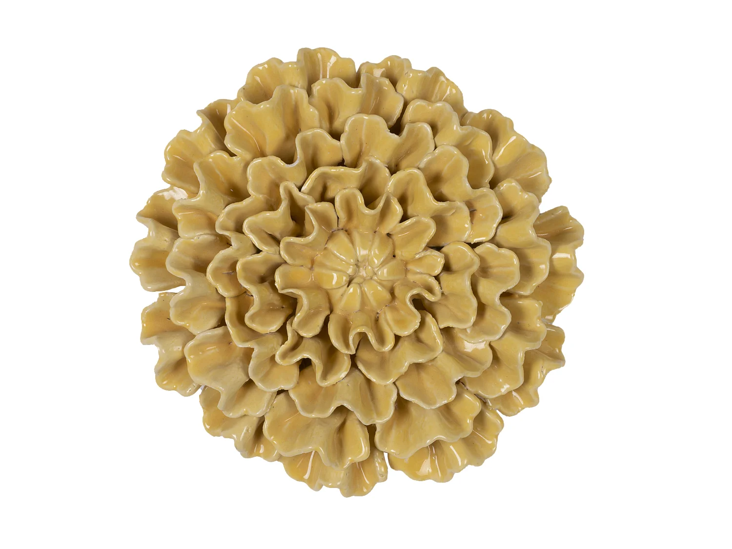 Déco murale fleur céramique jaune 18.4cm