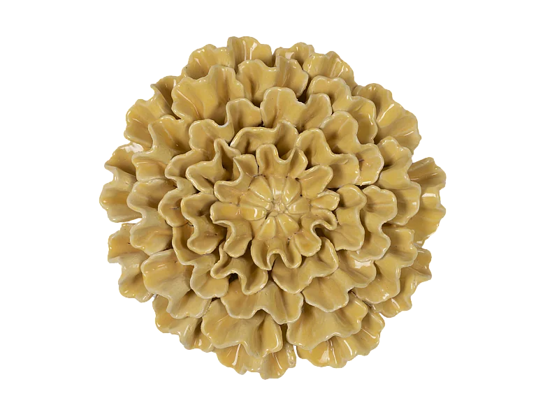 Déco murale fleur céramique jaune 18.4cm