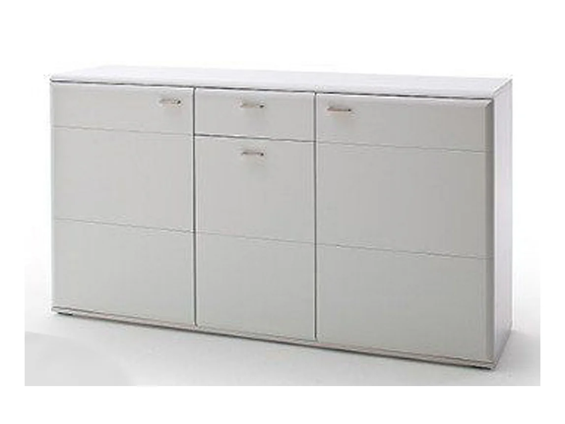 Buffet / Meuble de rangement en bois coloris blanc mat - L.165 x H.99 x P.44 cm