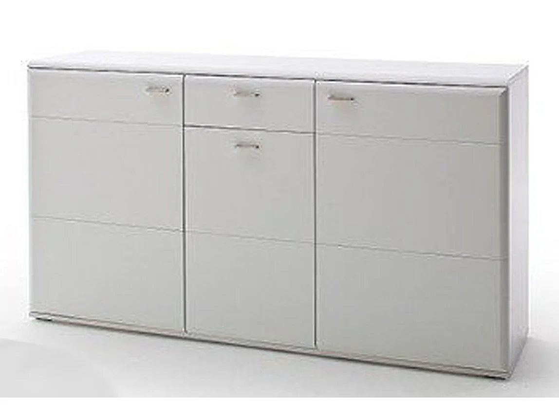 Buffet / Meuble de rangement en bois coloris blanc mat - L.165 x H.99 x P.44 cm