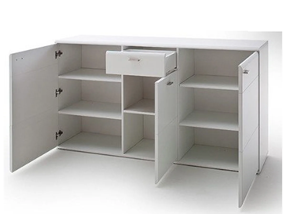 Buffet / Meuble de rangement en bois coloris blanc mat - L.165 x H.99 x P.44 cm