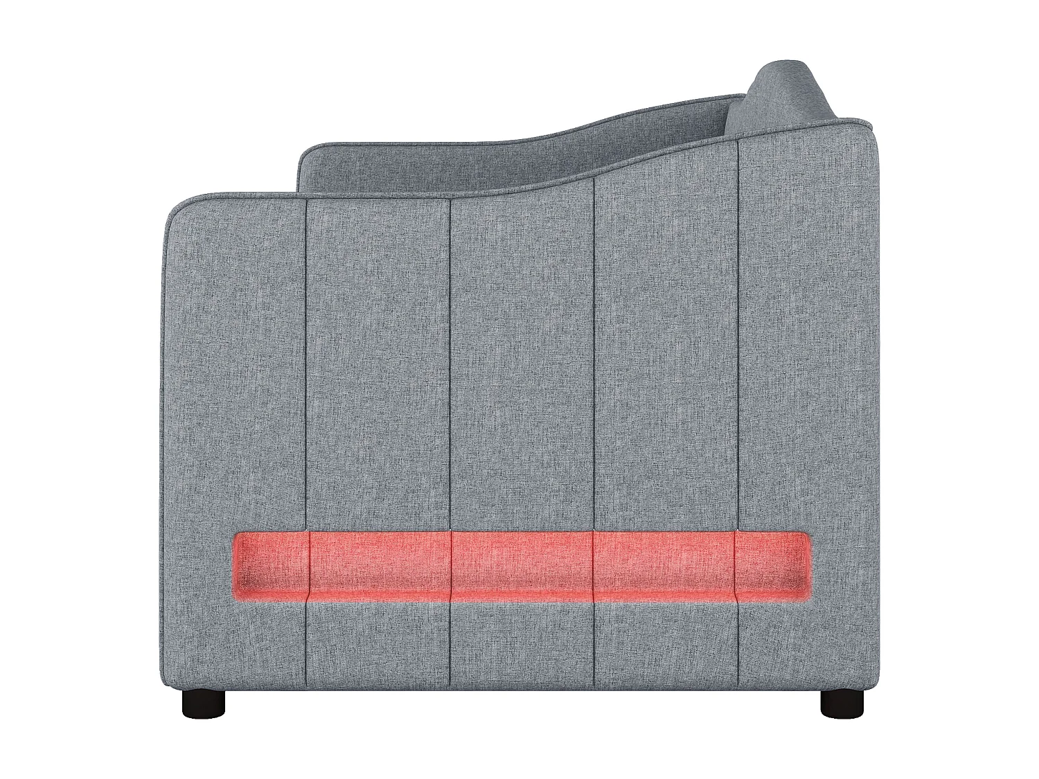 Lit gigogne 90x200 cm - Canapé-lit avec éclairage LED - sommier à lattes en bois - lin gris