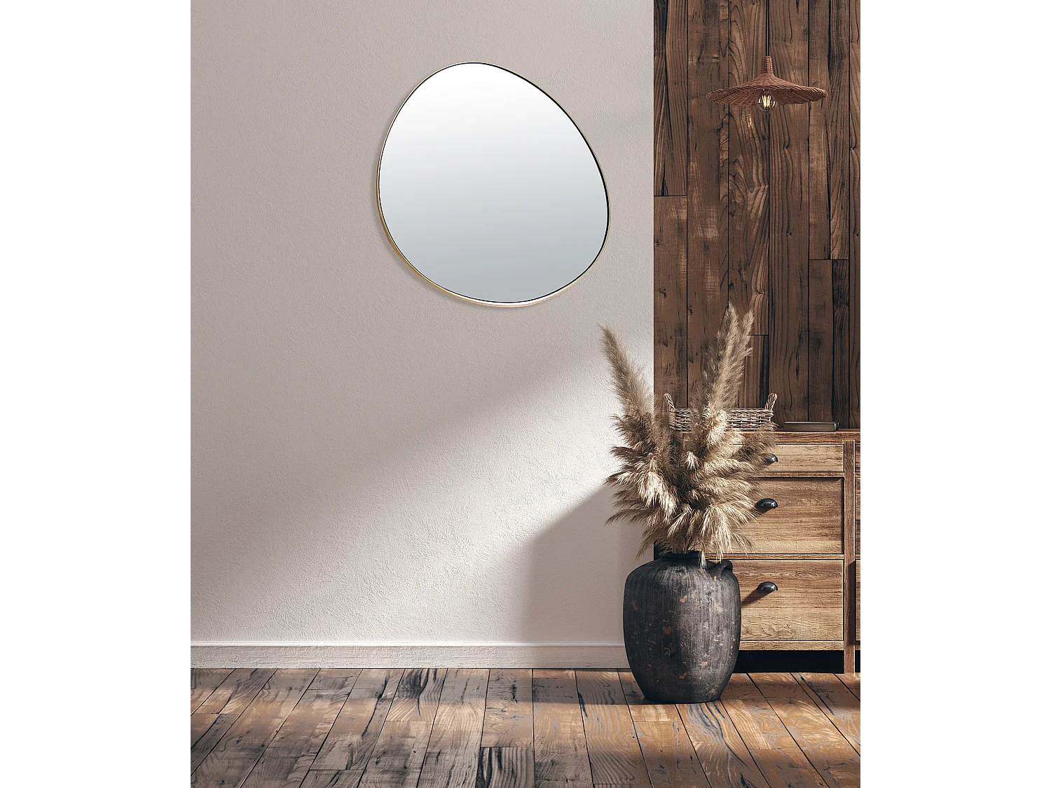 Miroir fin doré 47x43cm