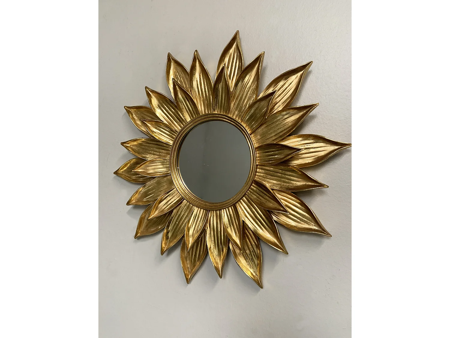 Miroir fleur 47cm Dore