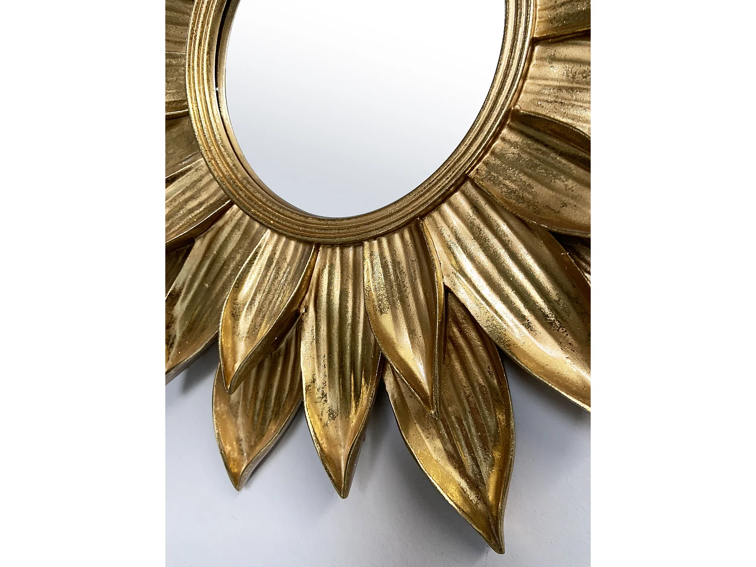 Miroir fleur 47cm Dore