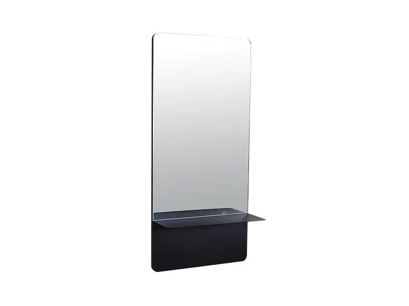 Miroir étagère métal noir 35x14x75cm