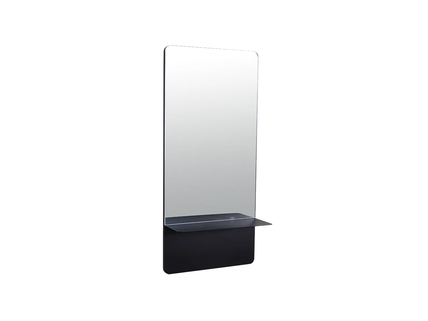 Miroir étagère métal noir 35x14x75cm