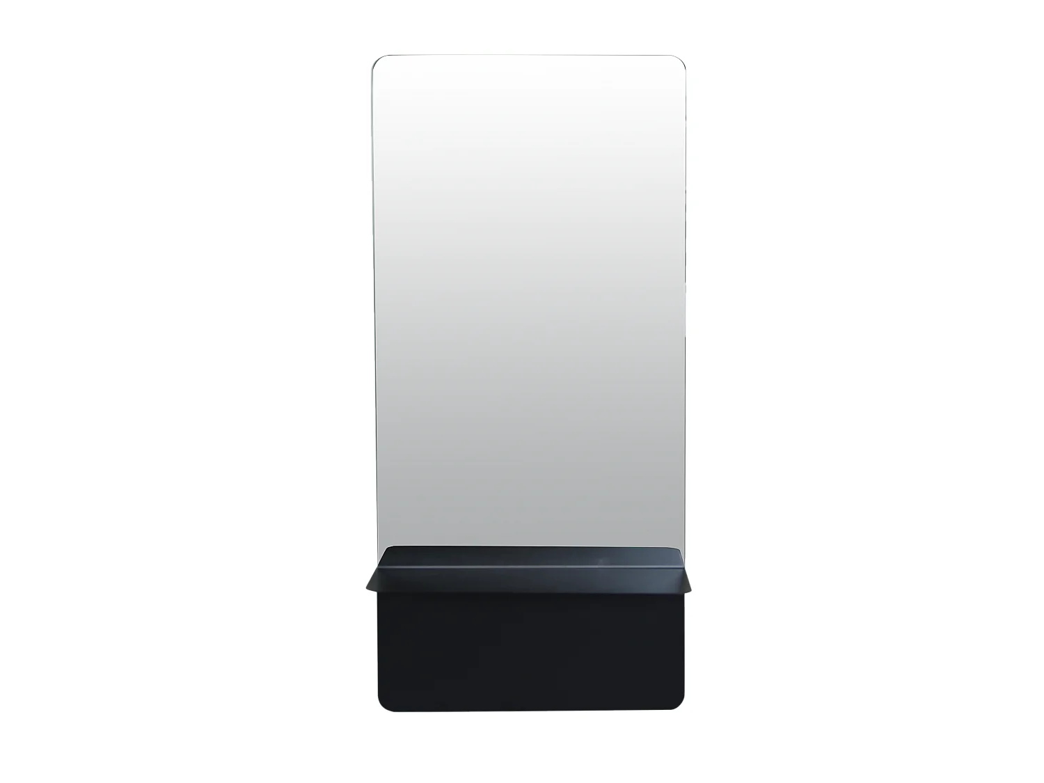 Miroir étagère métal noir 35x14x75cm