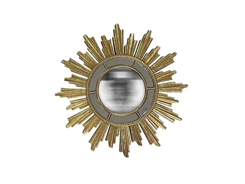 Miroir soleil convexe facettes doré 28.5cm