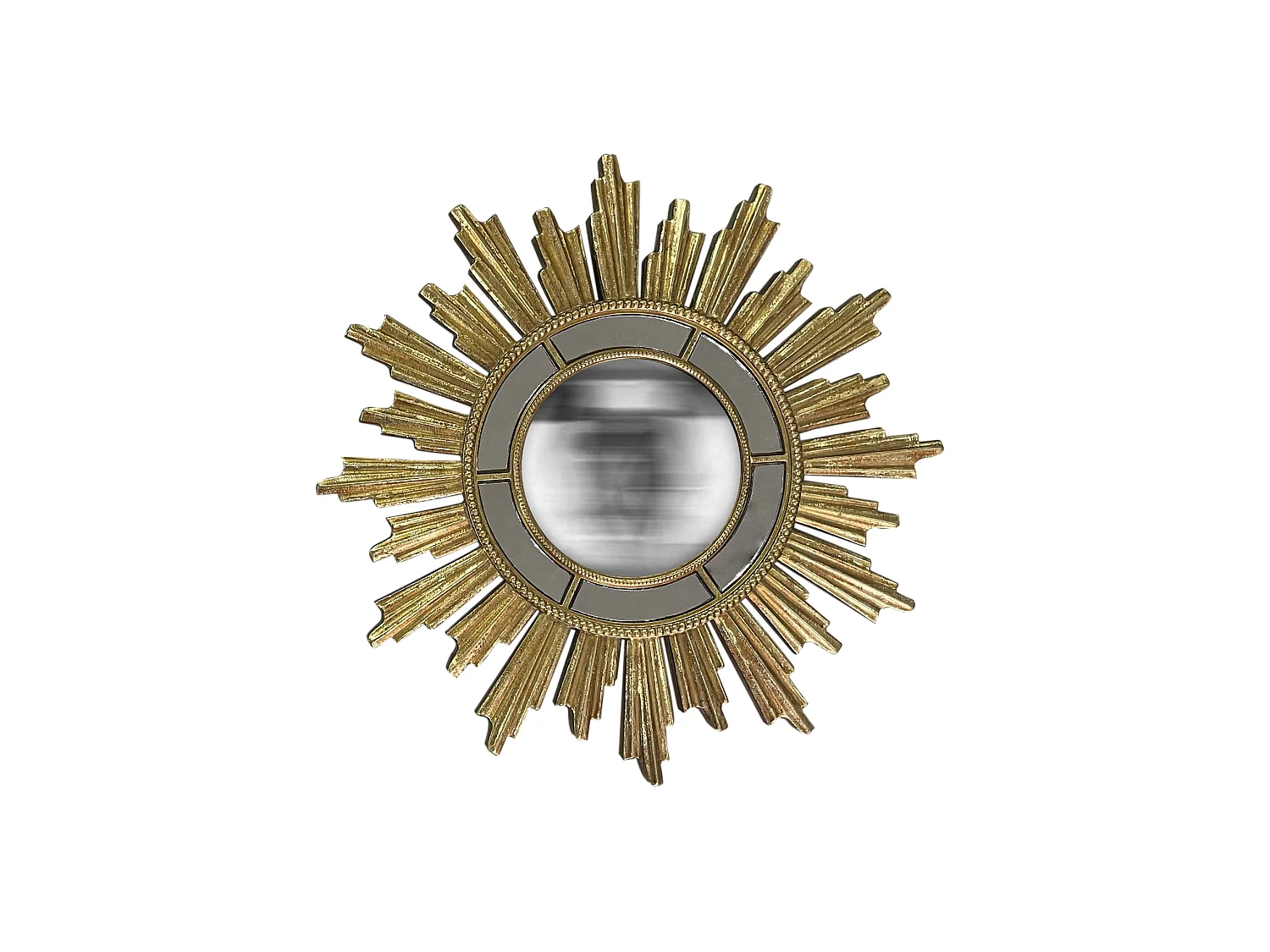 Miroir soleil convexe facettes doré 28.5cm