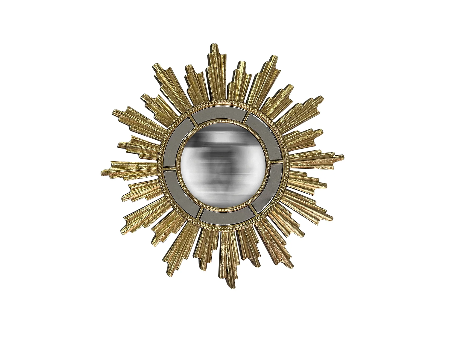 Miroir soleil convexe facettes doré 28.5cm