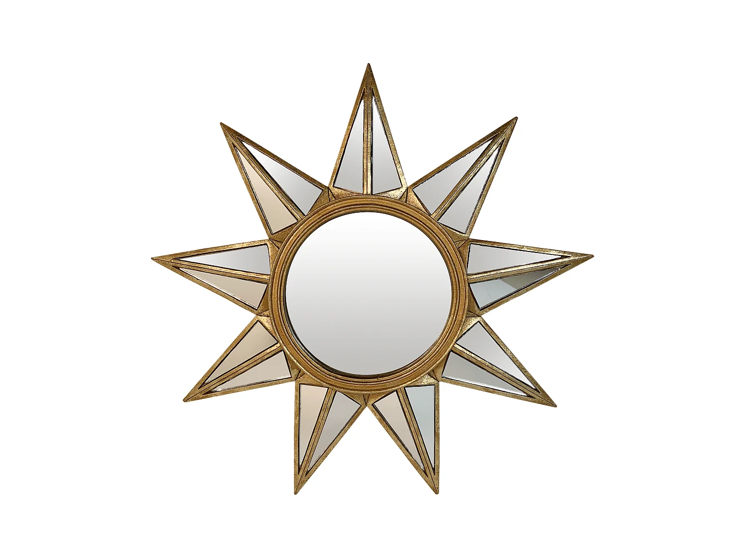 Miroir étoile facettes doré 34cm