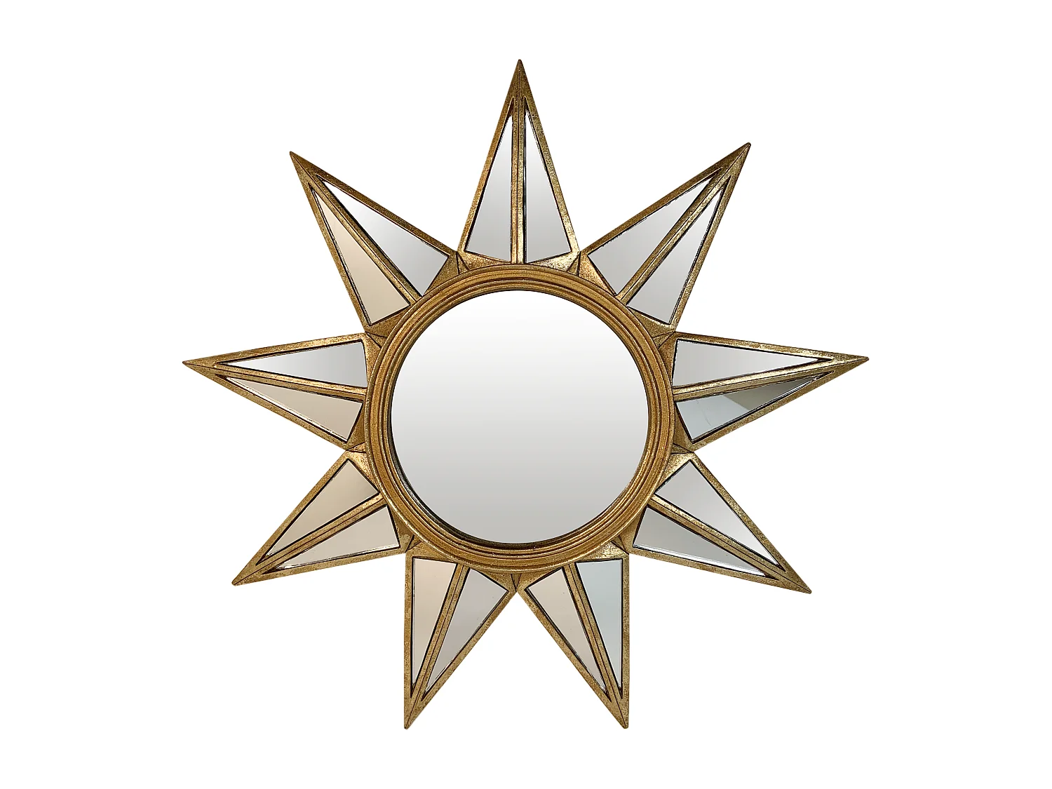 Miroir étoile facettes doré 34cm