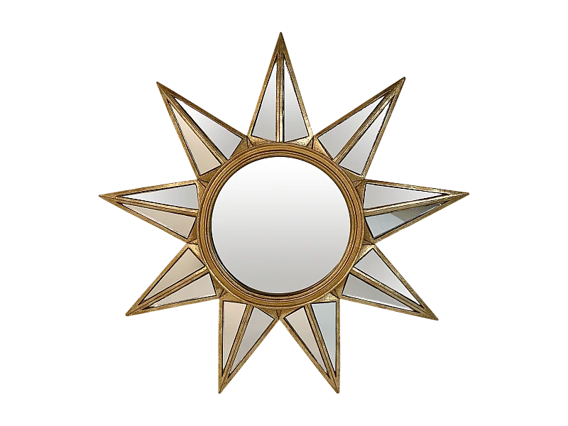 Miroir étoile facettes doré 34cm