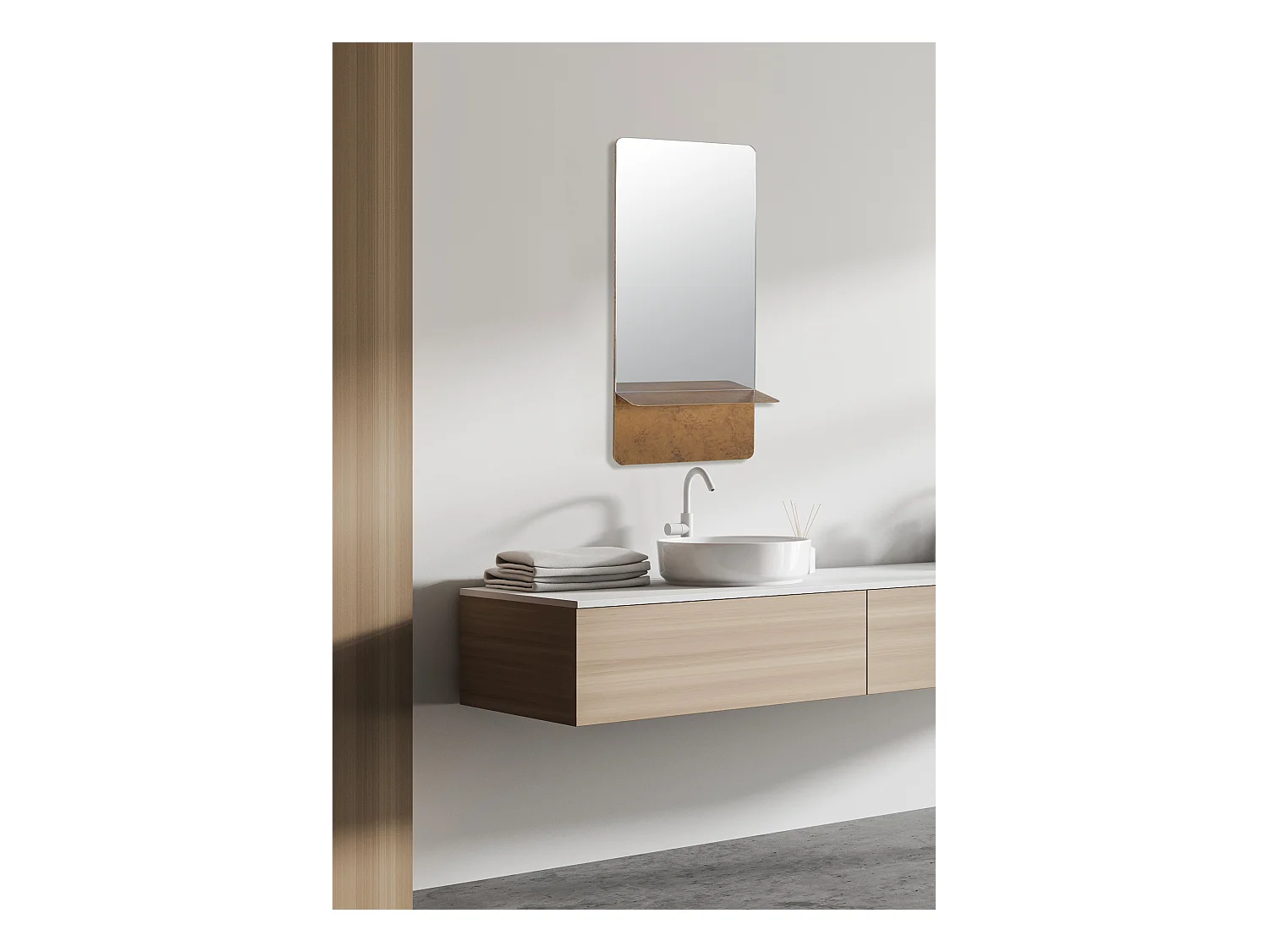 Miroir étagère métal doré 35x14x75cm