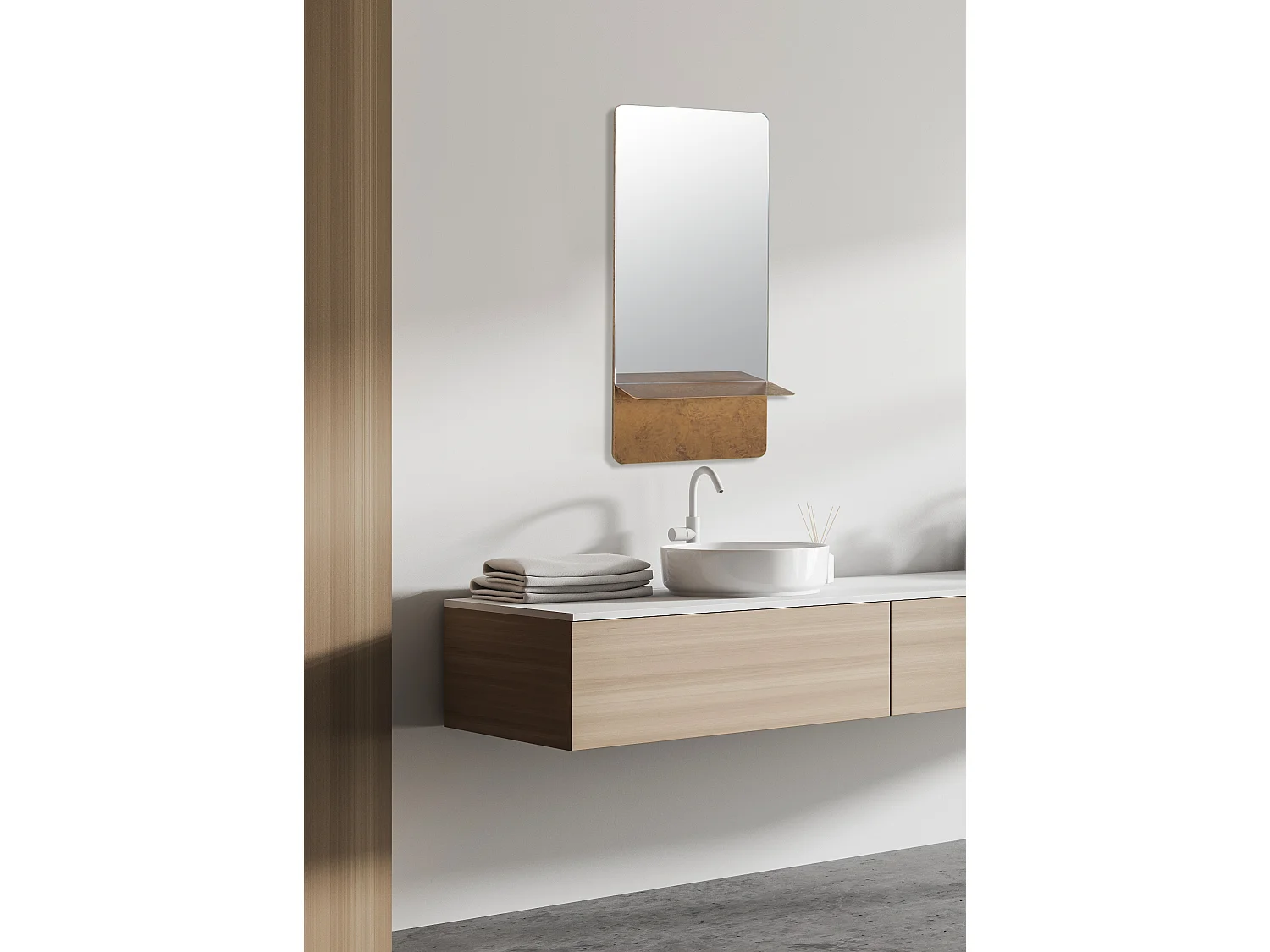 Miroir étagère métal doré 35x14x75cm