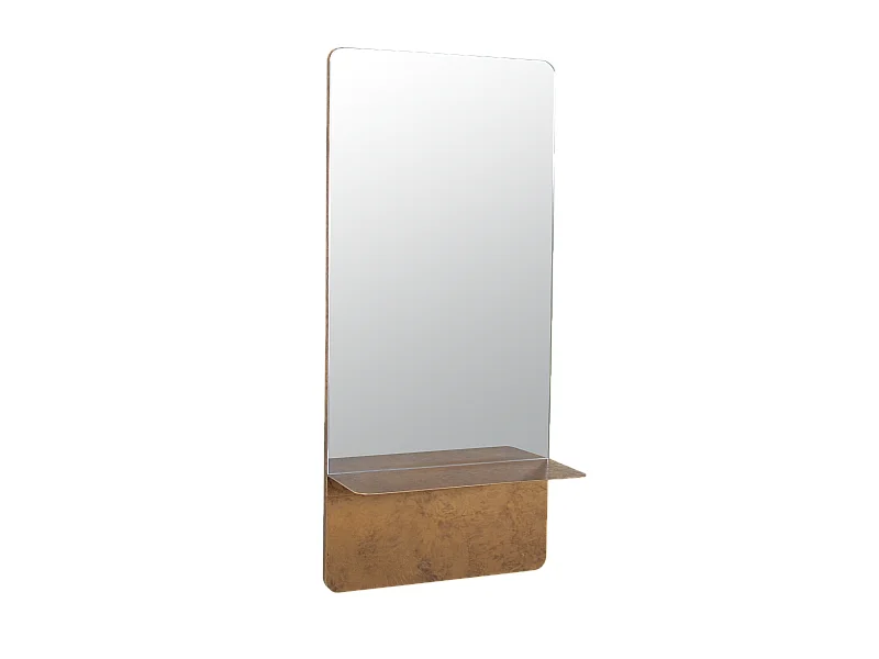 Miroir étagère métal doré 35x14x75cm