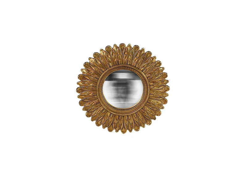 Miroir convexe plumes doré 35cm