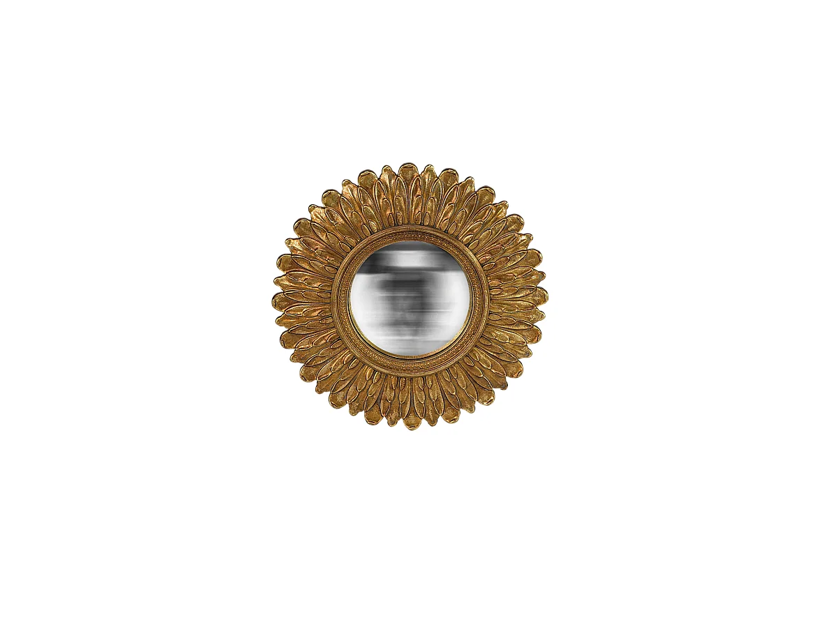 Miroir convexe plumes doré 35cm