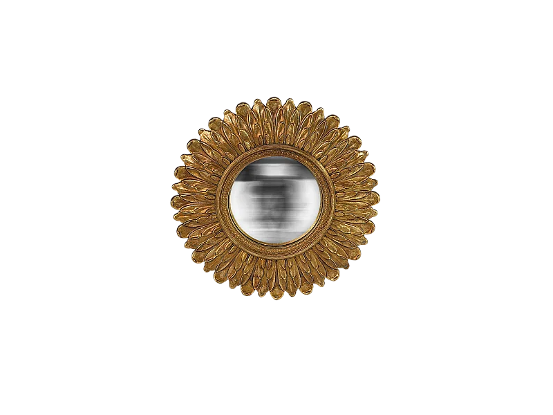 Miroir convexe plumes doré 35cm