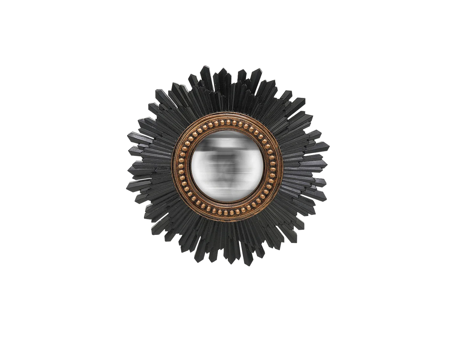 Miroir soleil convexe noir et doré 26.3cm