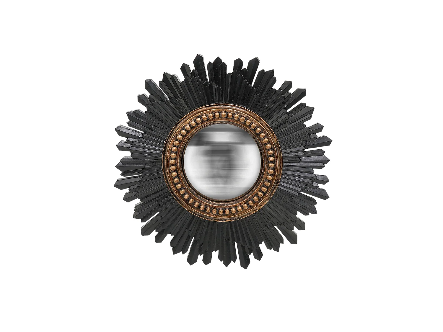Miroir soleil convexe noir et doré 26.3cm