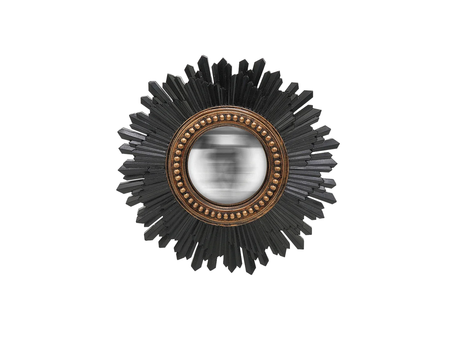 Miroir soleil convexe noir et doré 26.3cm